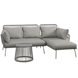 Set Mobilier Grădină 3 Piese cu Canapea și Măsuță