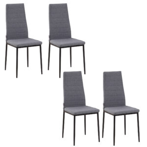 Set 4 Scaune Moderne din Metal și Textil, Gri