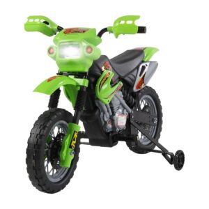 Moto Cross Electric pentru Copii – Verde cu Roti Ajutatoare