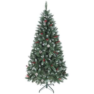 Brad de Crăciun 180 cm cu 620 Ramuri, Conuri și Boabe Verzi