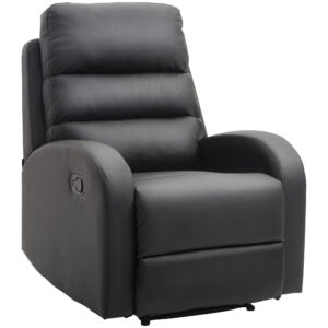 Fotoliu Relax Rabatabil cu Taburet, Piele Ecologică Neagră