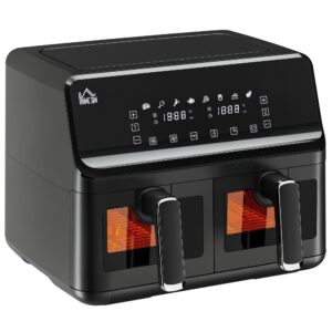 Friteuză cu Aer Cald cu 2 Coșuri și 8 Meniuri, Negru