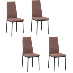 Set 4 scaune moderne din metal și textil kaki pentru sufragerie