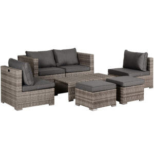 Set Mobilier Gradina 8 Piese din Ratan PE, Gri