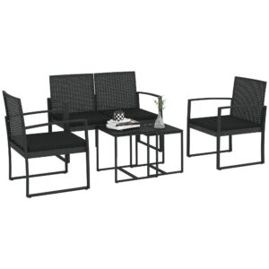 Set de canapea din ratan PP cu 5 piese pentru exterior