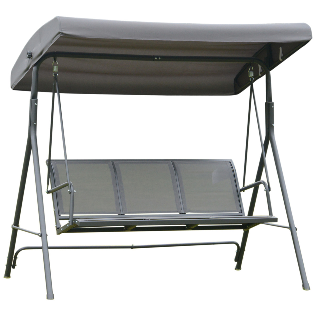 Leagăn 3 locuri cu acoperiș, 178x111x155 cm, gri