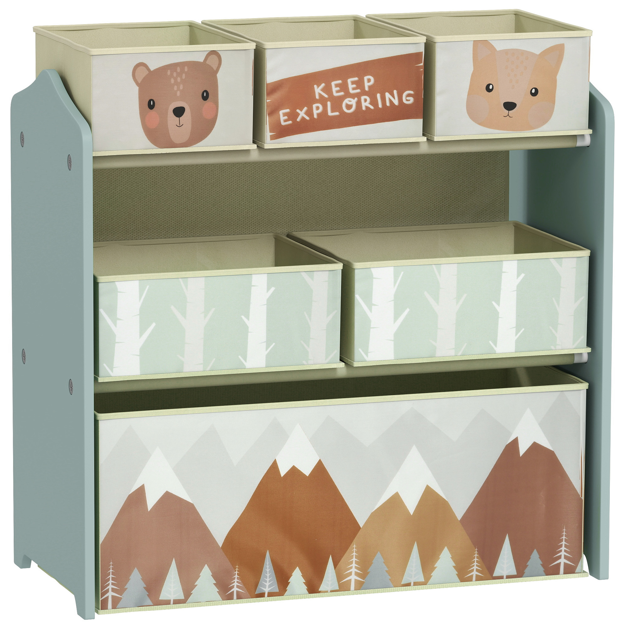 Resigilat - Raft Mobil pentru Jucării cu 6 Rafturi Detașabile, Verde - Desigilat