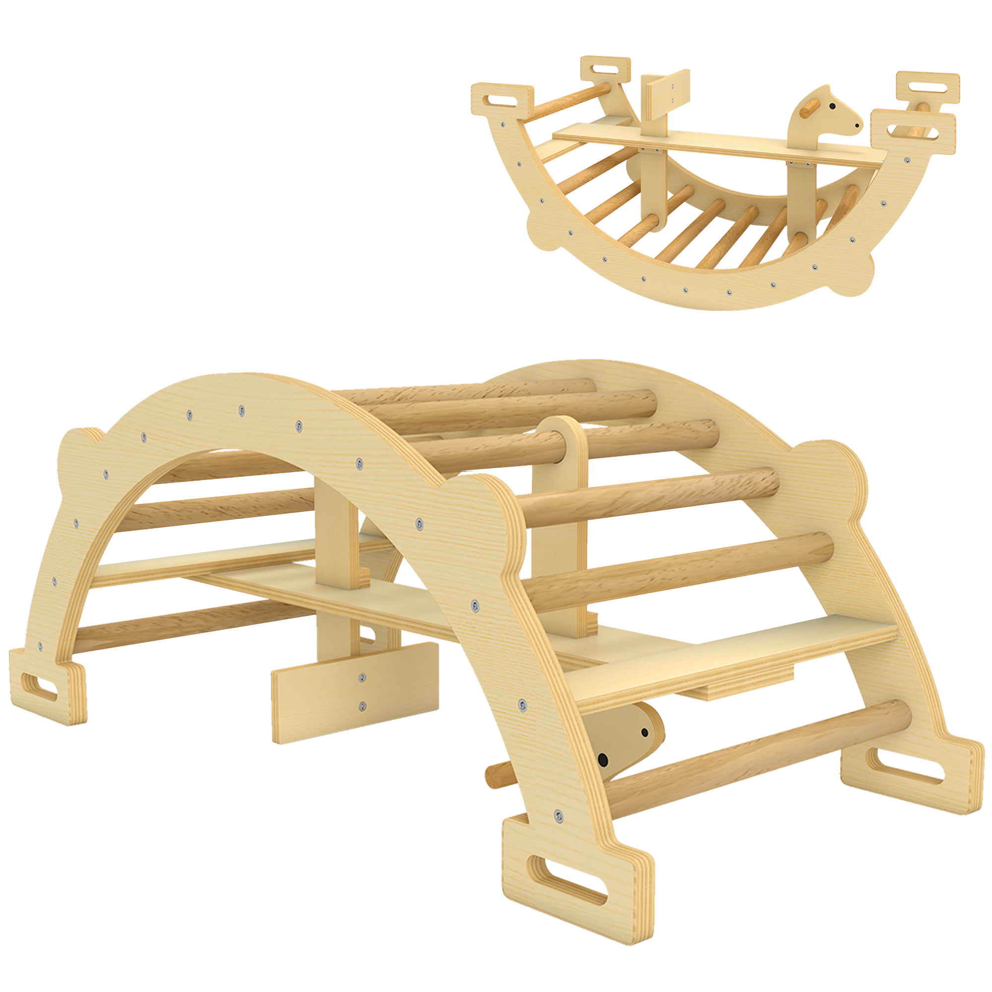 Arc Montessori din Lemn pentru Copii, Convertibil în Balansoar