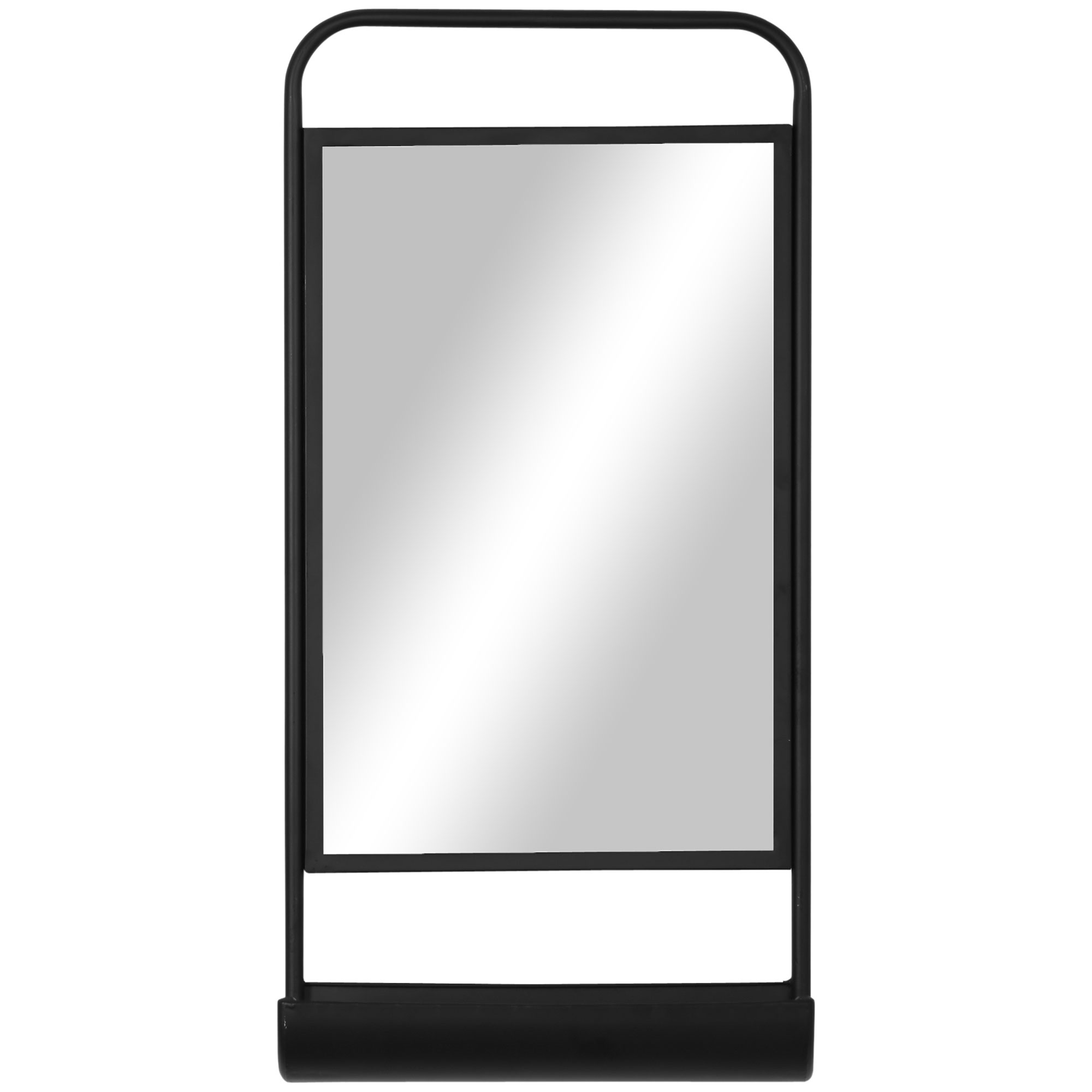 Oglindă de perete cu raft și cadru metalic, 36,2x12x71,7cm