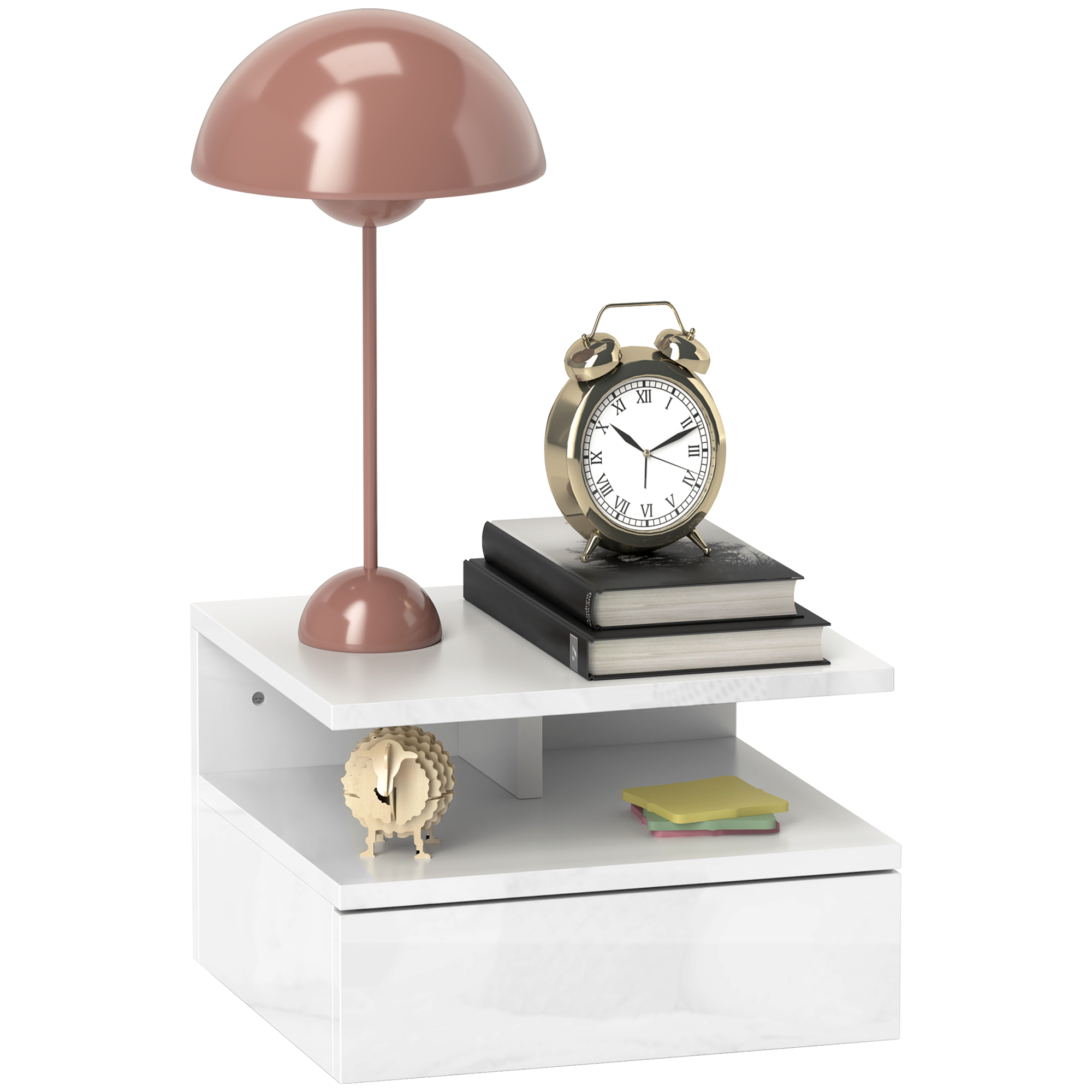 Noptieră Suspendată Modernă cu Sertar și Raft Superior