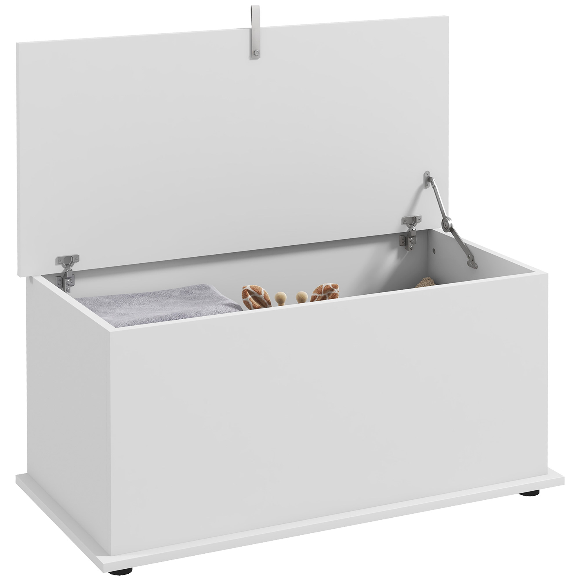 Bancă de Depozitare cu Balamale de Siguranță, Alb, 80x40x40 cm