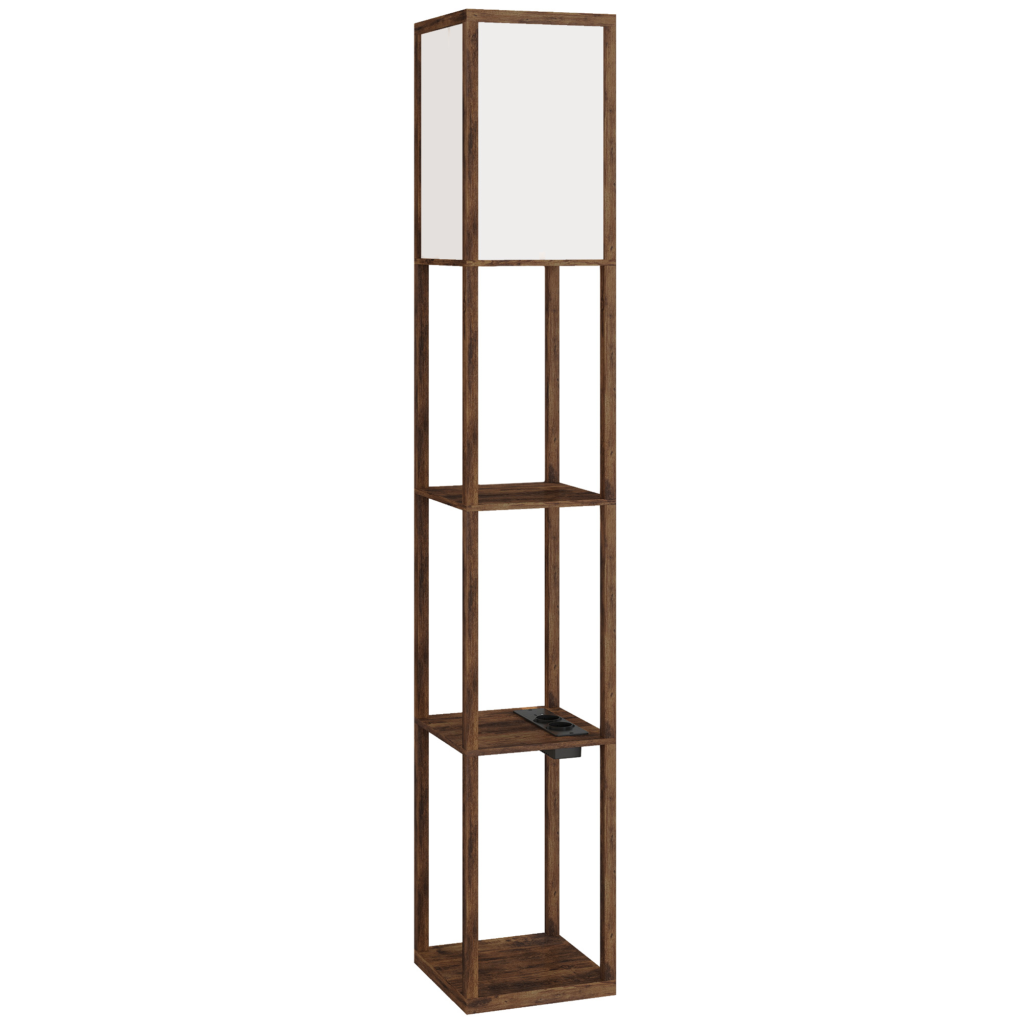 Lampă de Podea LED Modernă cu Rafturi și Porturi USB