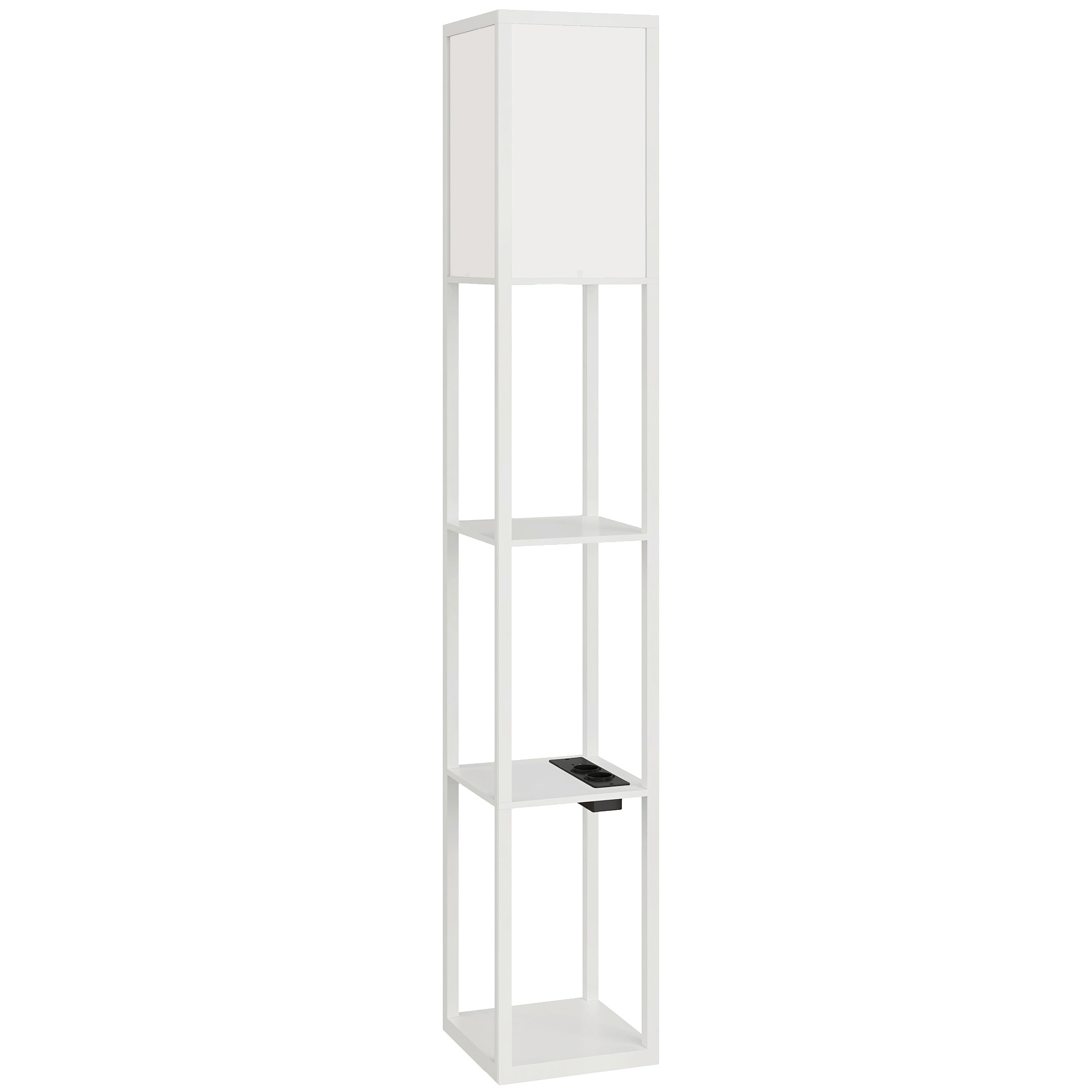 Lampă de Podea LED Modernă cu Rafturi și Porturi USB