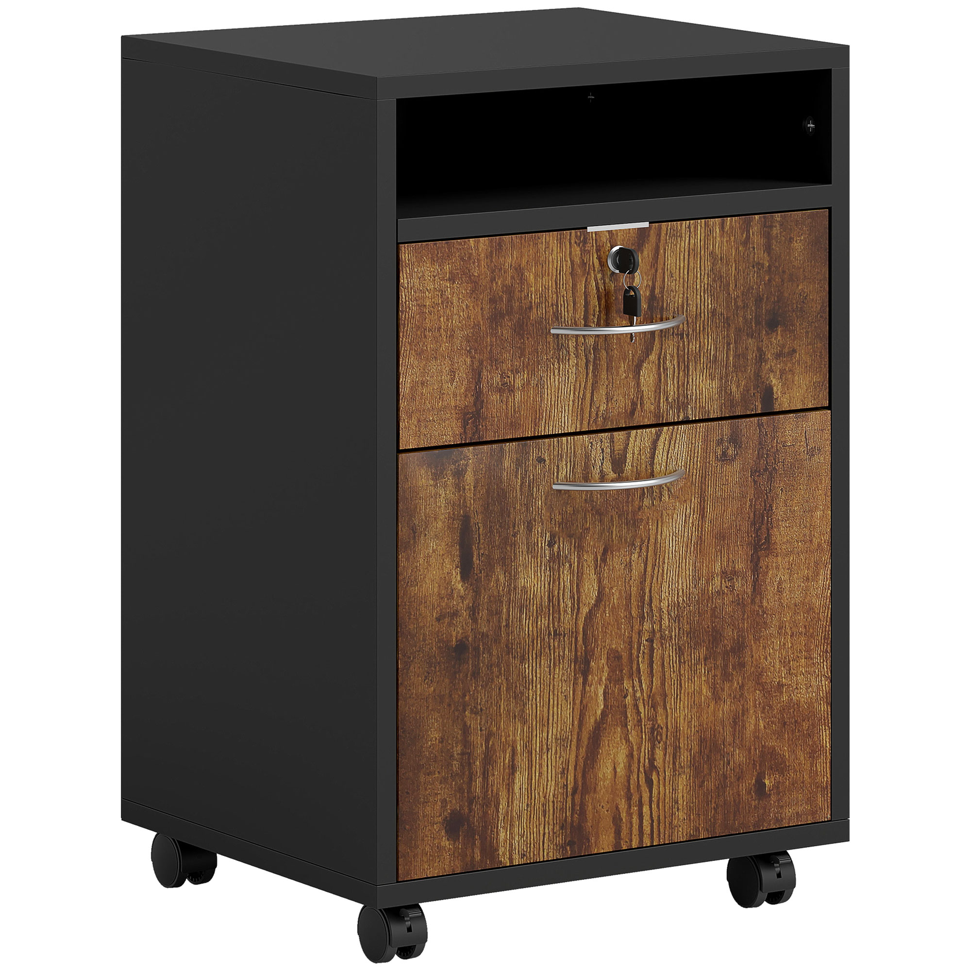 Dulap de Birou cu Raft, Sertar și Dulăpior, Maro