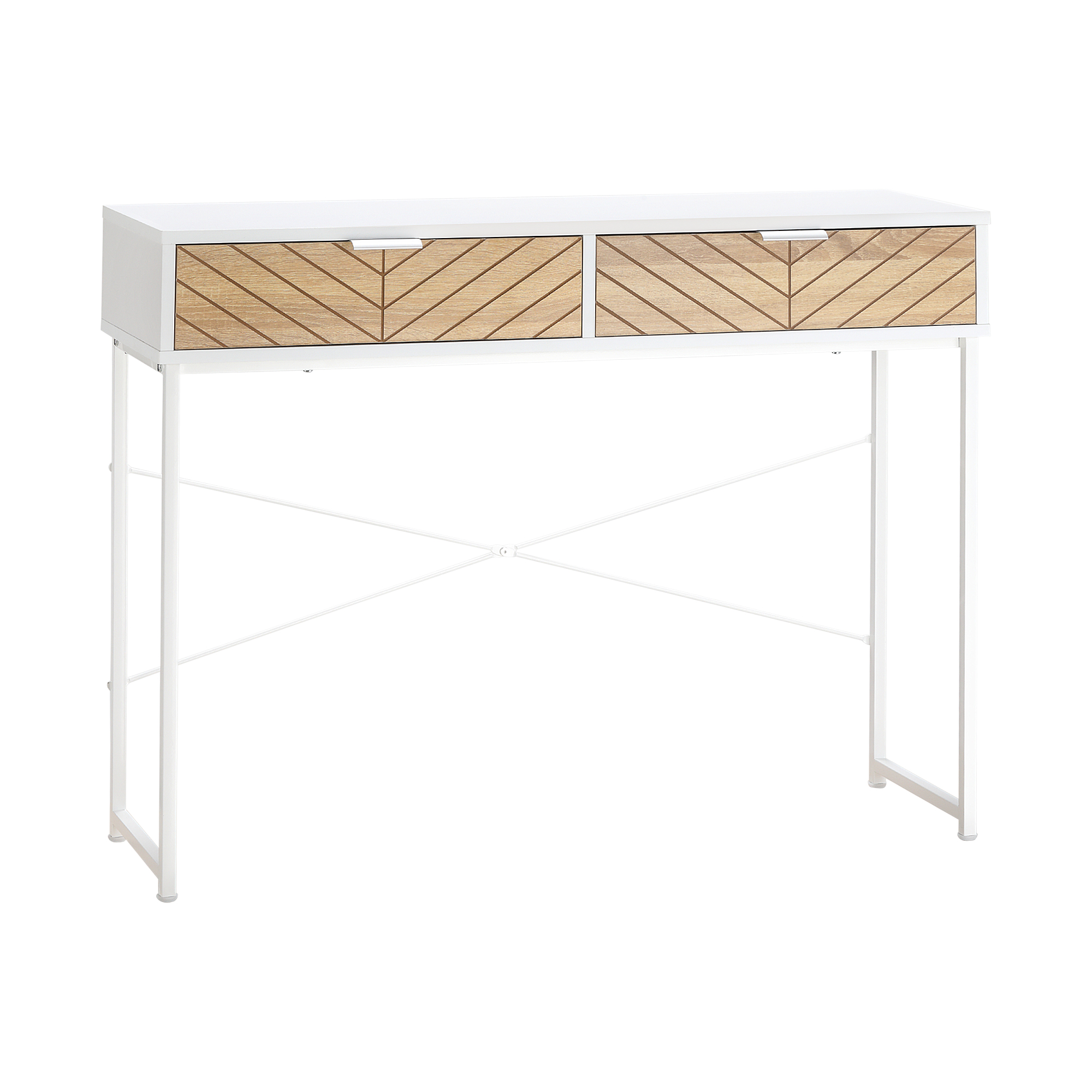 Consolă Albă Modernă cu 2 Sertare – 100×30×75 cm