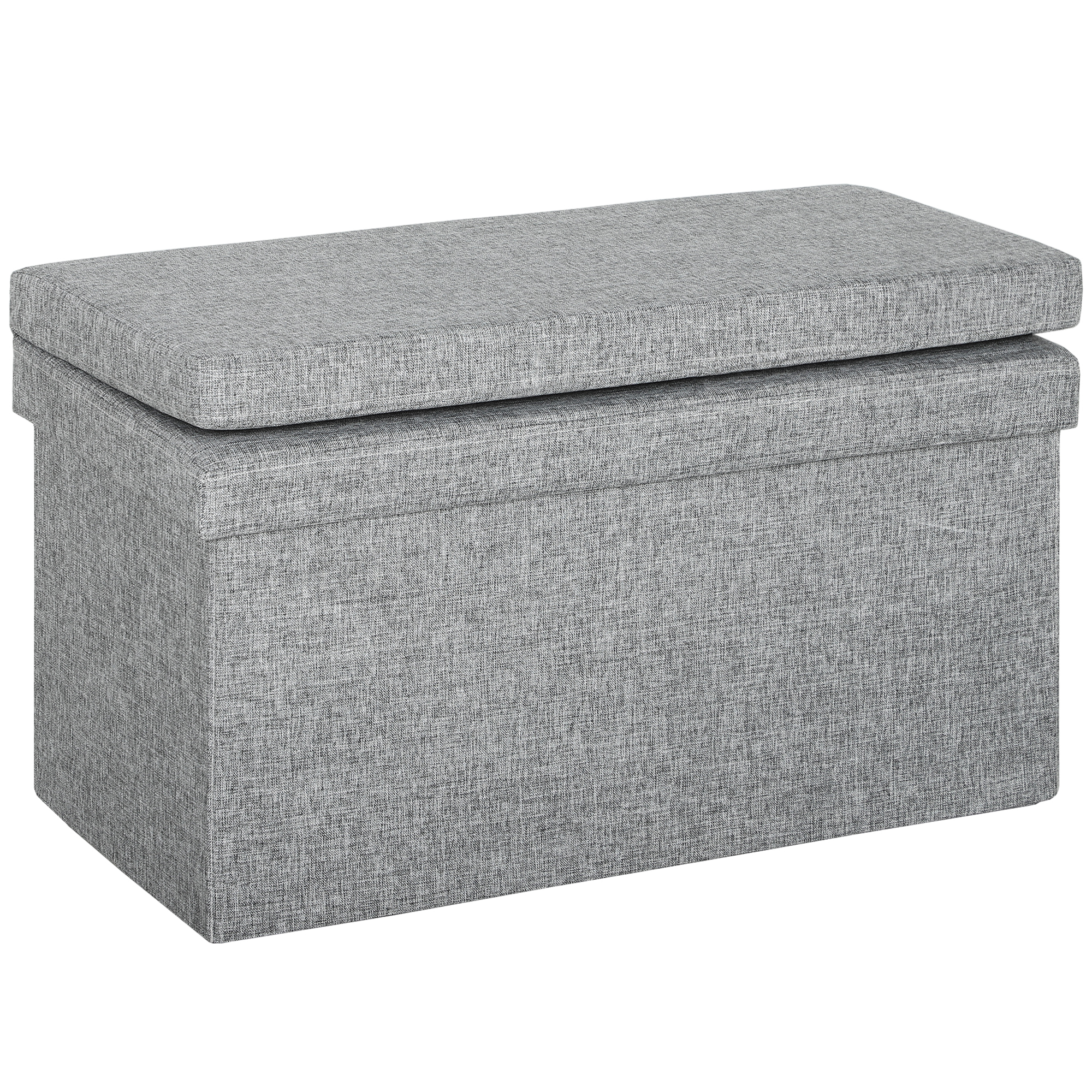 Bancă Pliabilă cu Spătar și Compartiment de 77L, Gri