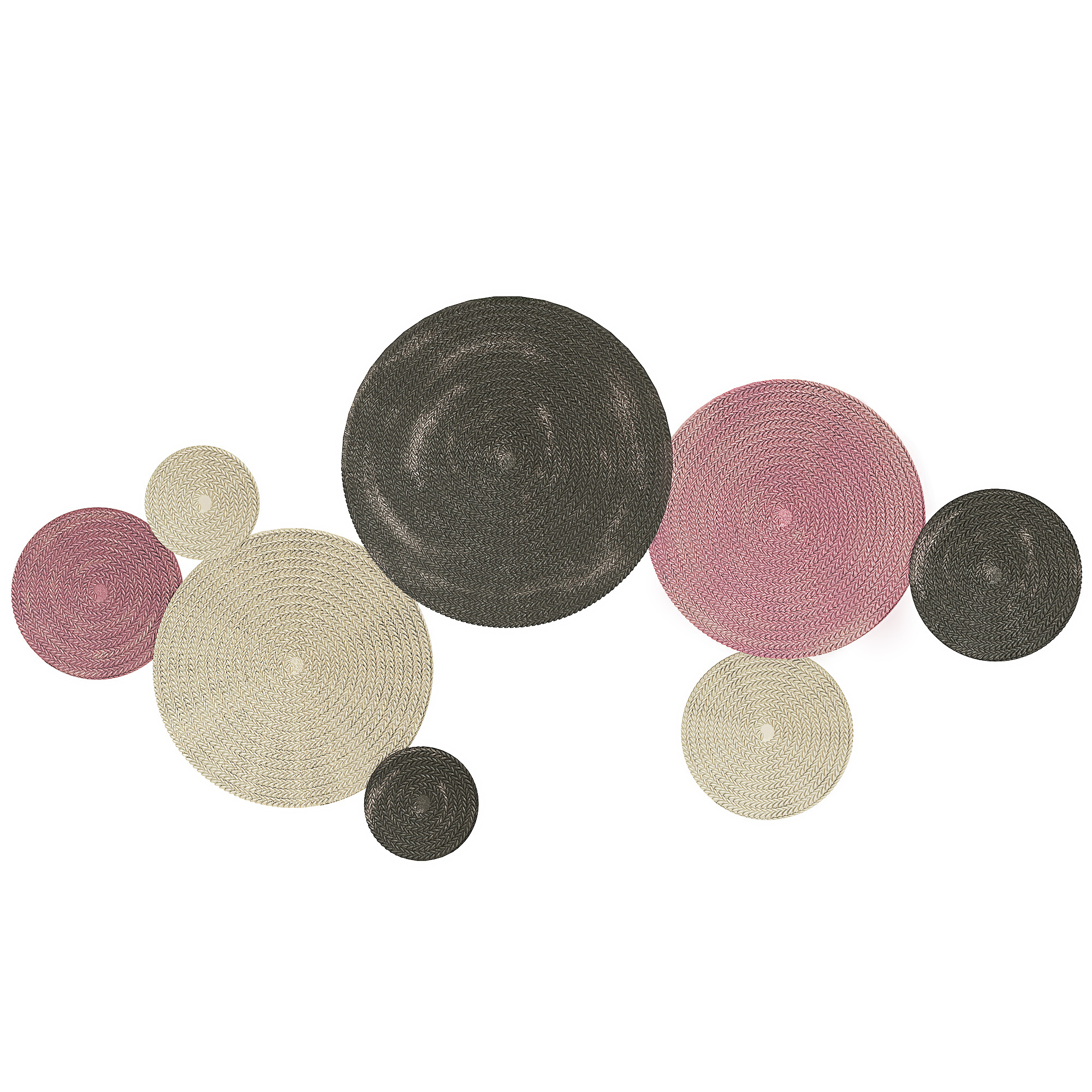 Decor de Perete Metalic cu 8 Discuri 3D - Bronz, Portocaliu, Galben