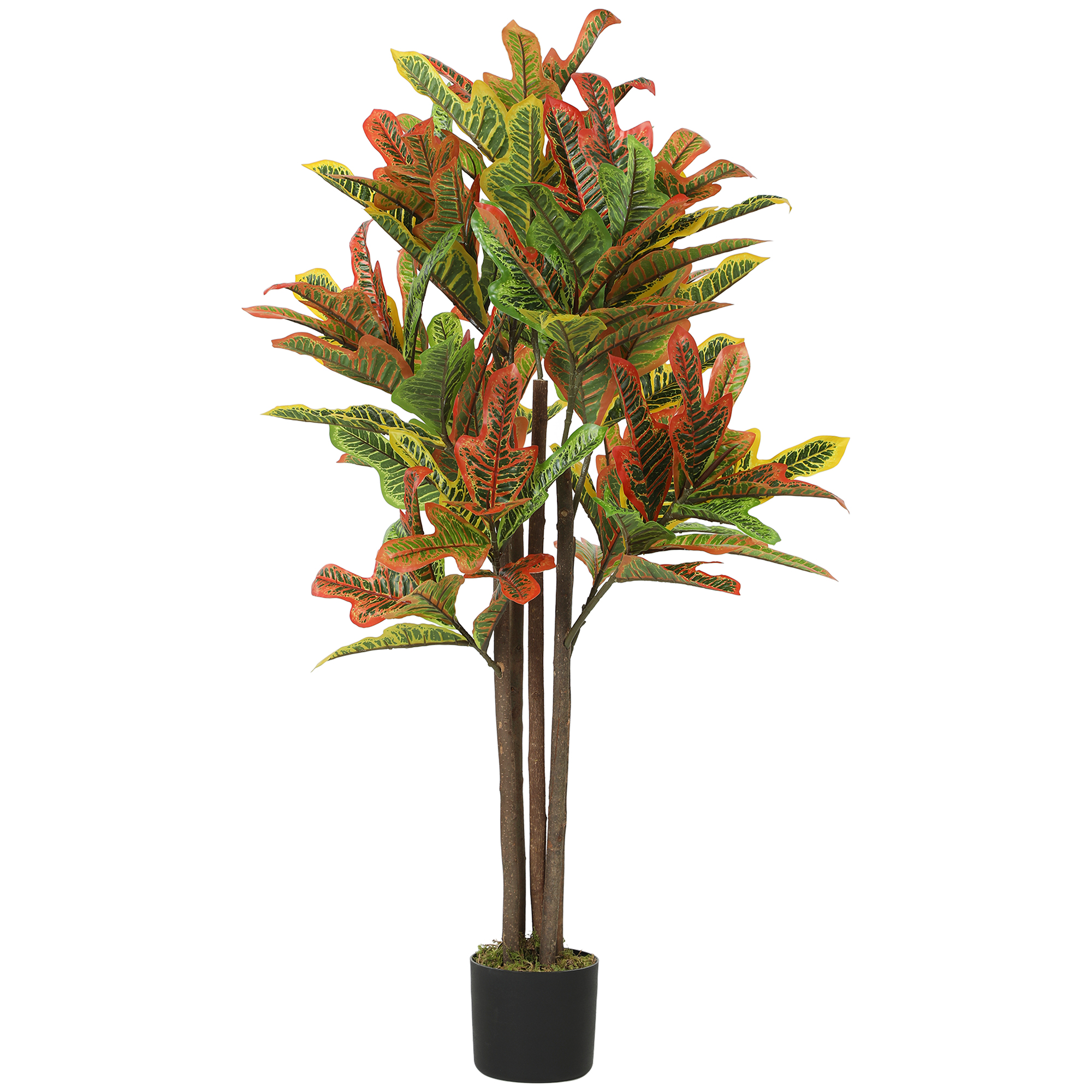 Plantă Artificială Croton cu 139 Frunze Modelabile, 120 cm