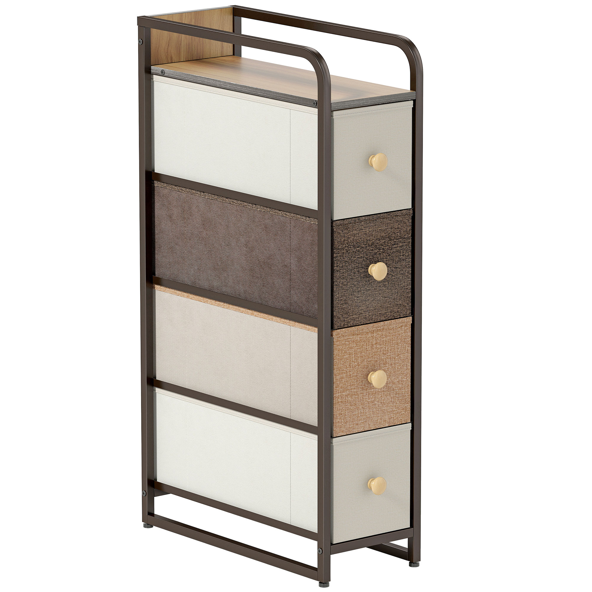 Comodă Slim Salvaspatiu cu 4 Sertare Pliabile, Multicolor