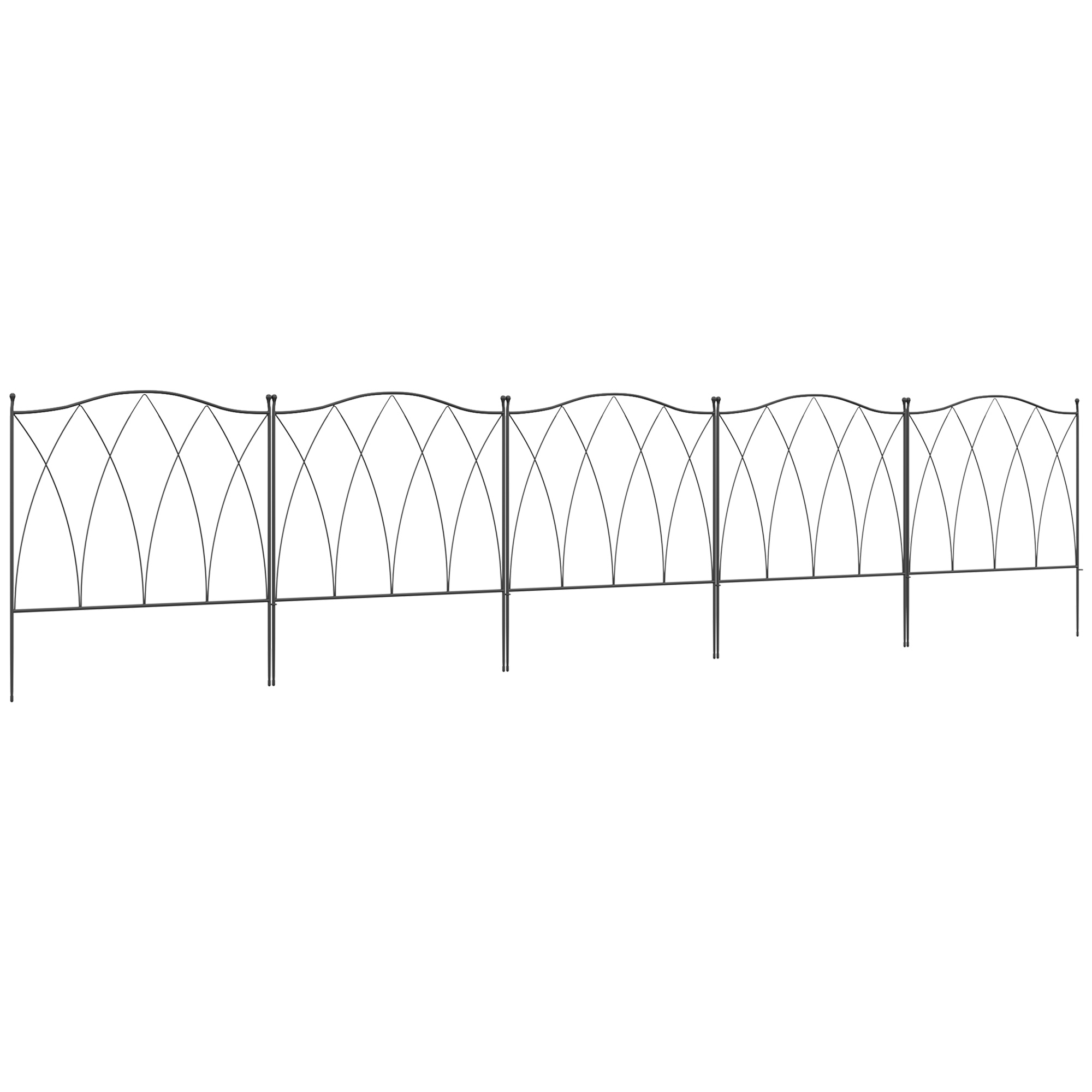 Resigilat - Set Gard de Grădină cu 5 Panouri, 305x62 cm, Negru - Desigilat