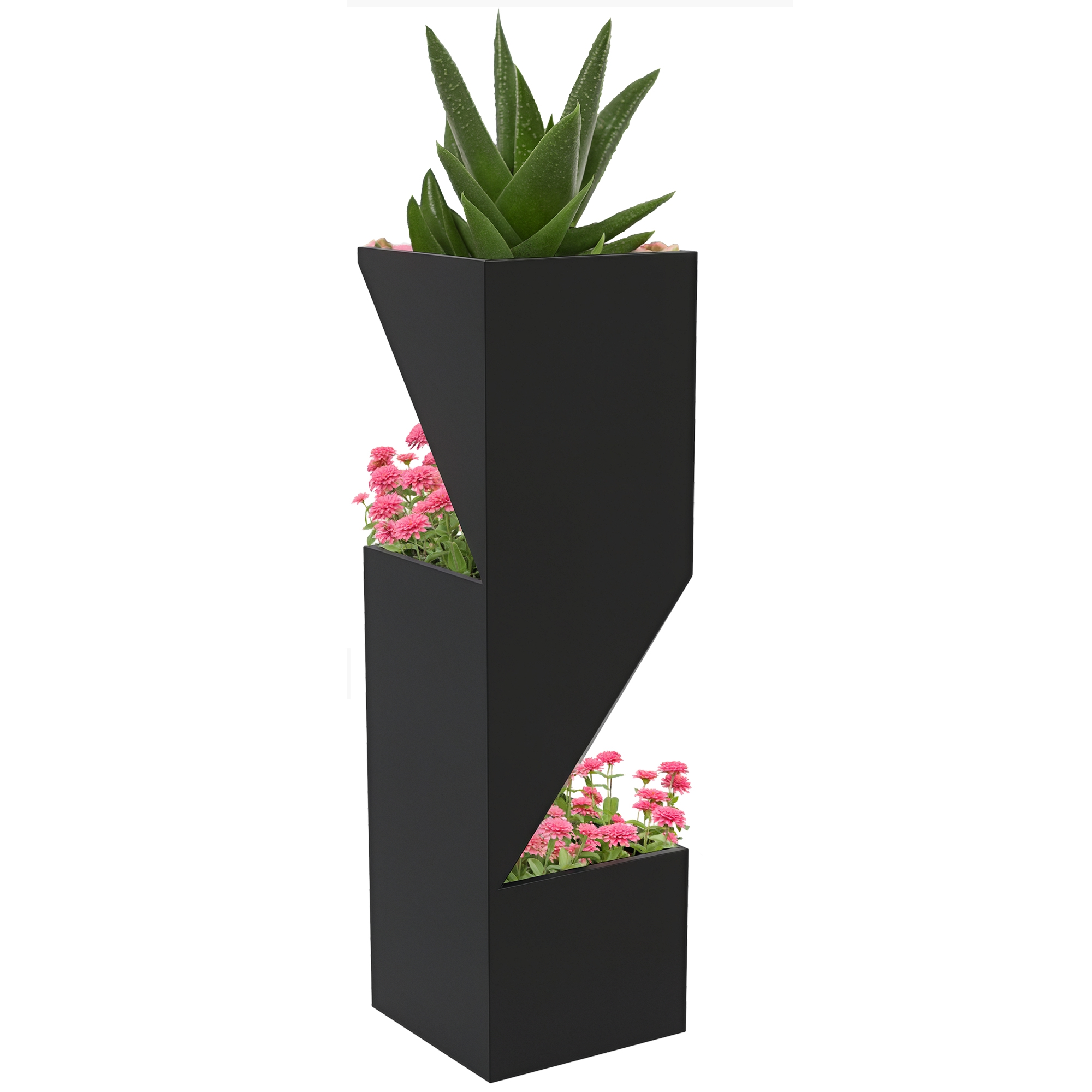 Jardiniera Inalta 100cm cu 3 Zone de Plantare - Negru