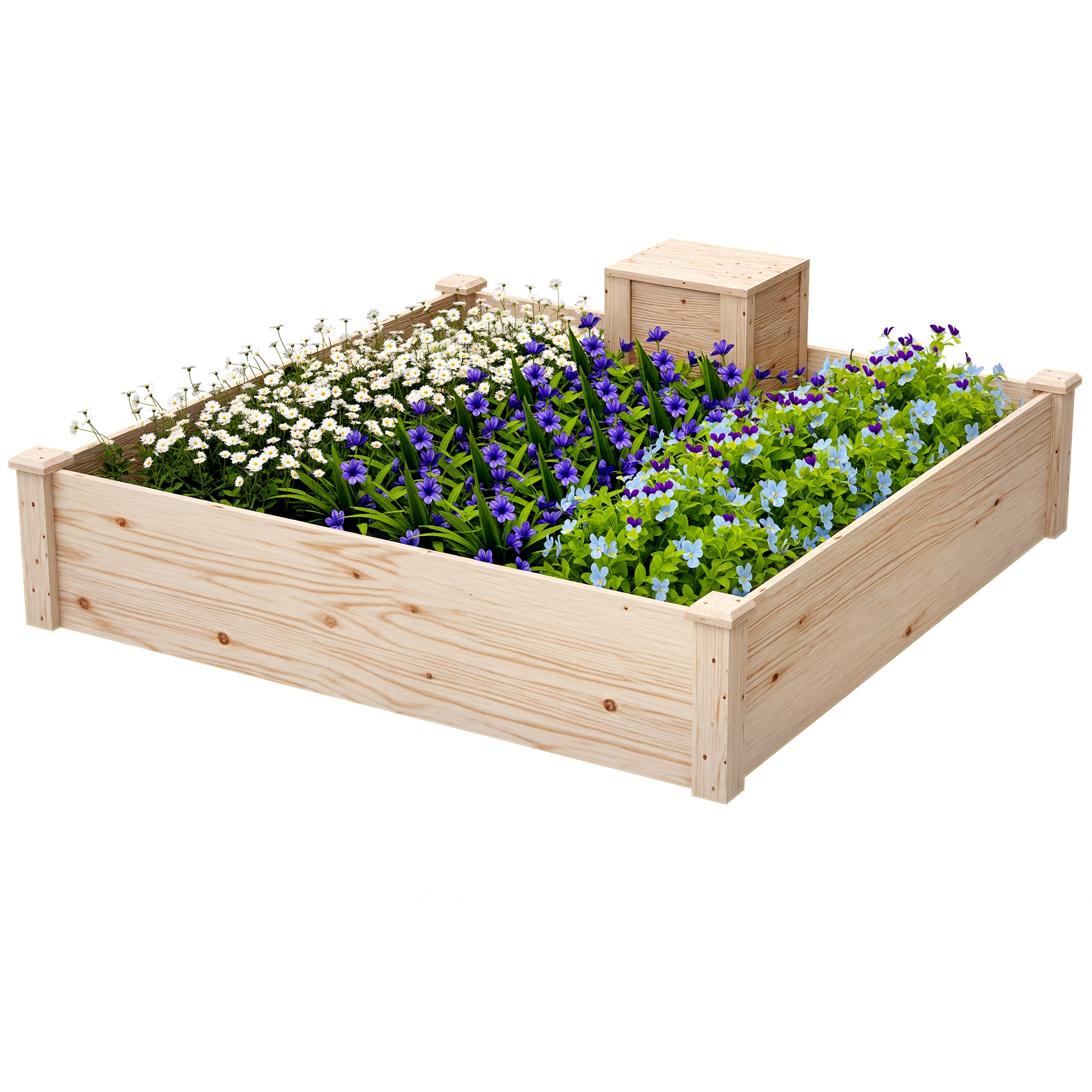 Jardinieră din Lemn cu Compostor pentru Grădină - 123x123x25,5 cm