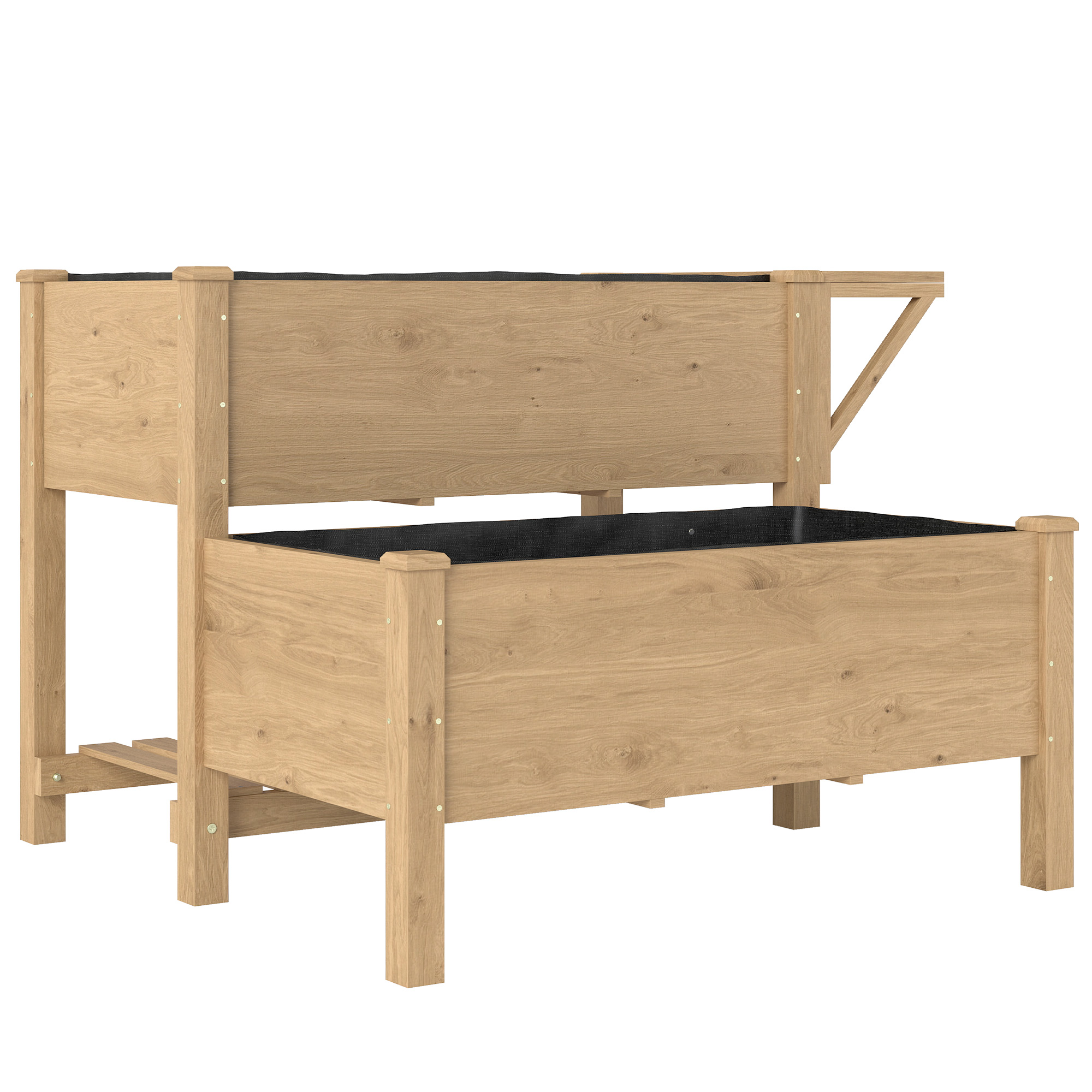 Jardinieră Înălțată cu Rafturi Laterale, Lemn de Brad, 119,5x102cm