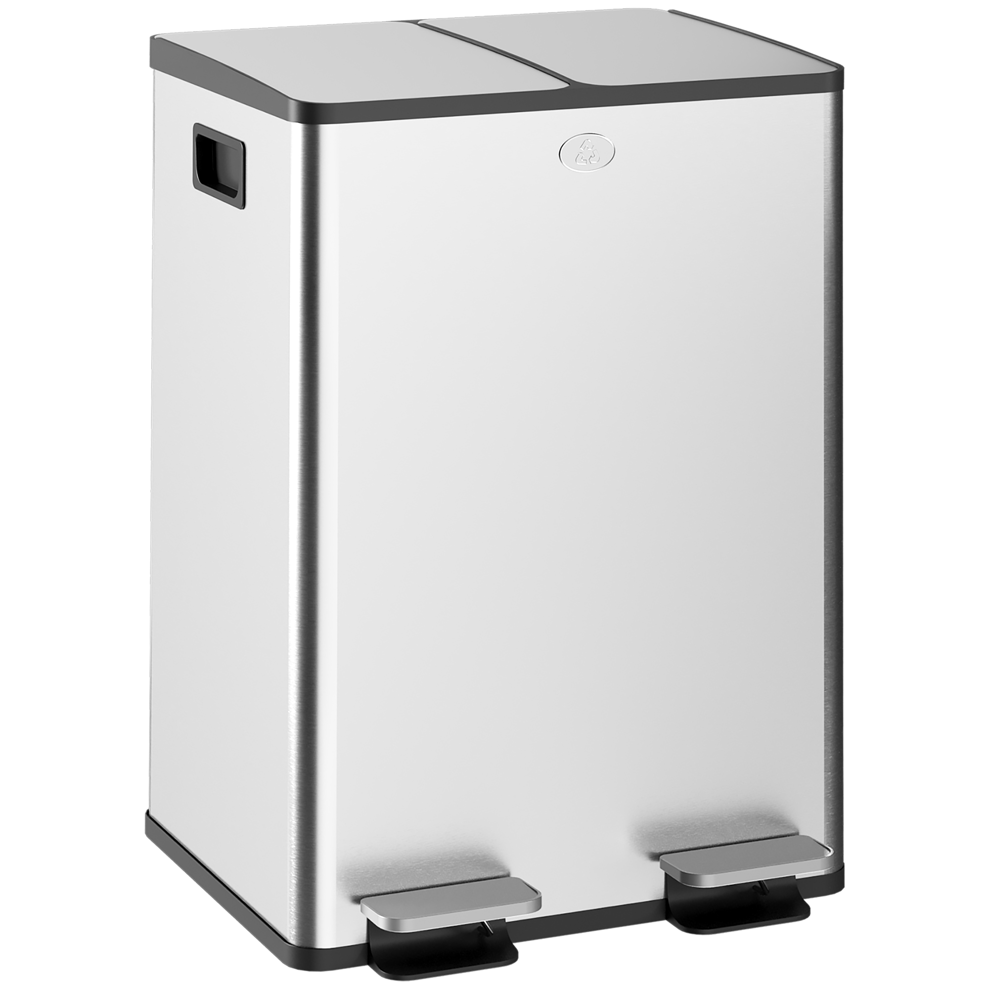 Coș de Gunoi cu Pedală, 2 x 20L, Oțel, Capace Silențioase