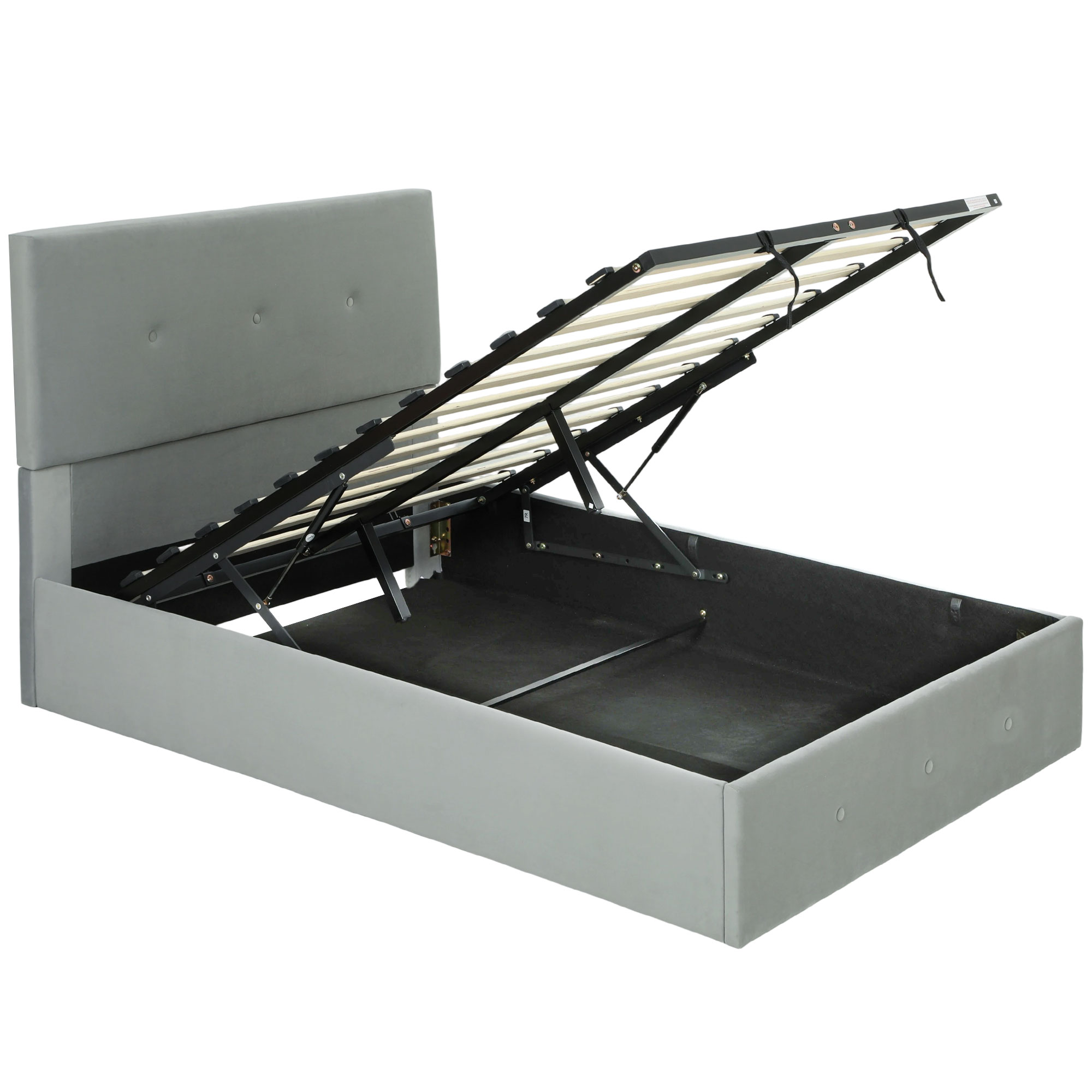 Pat Dublu 140x190 cm cu Spațiu de Depozitare și Tăblie Capitonață