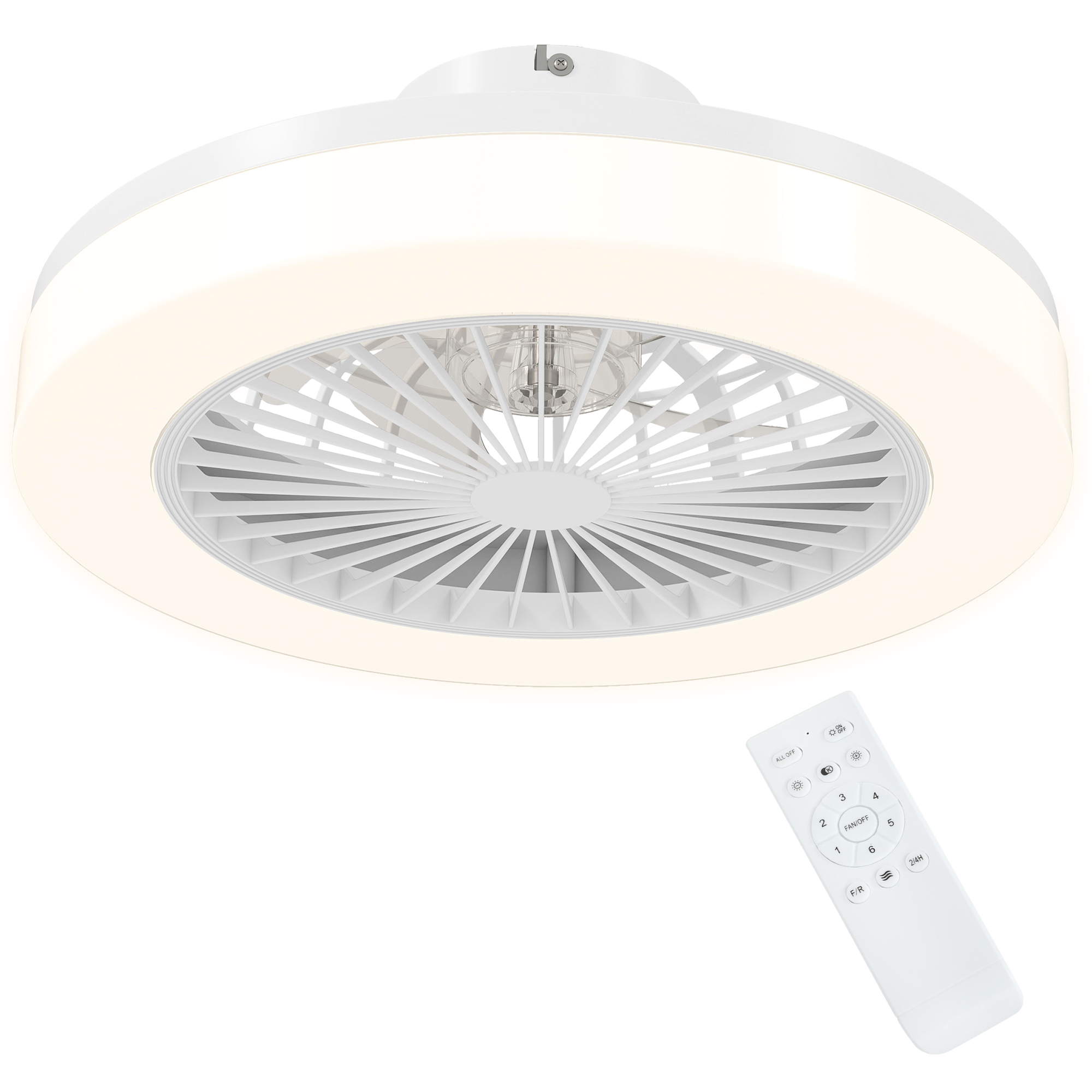 Ventilator de Tavan cu Lumină LED și Telecomandă, Alb