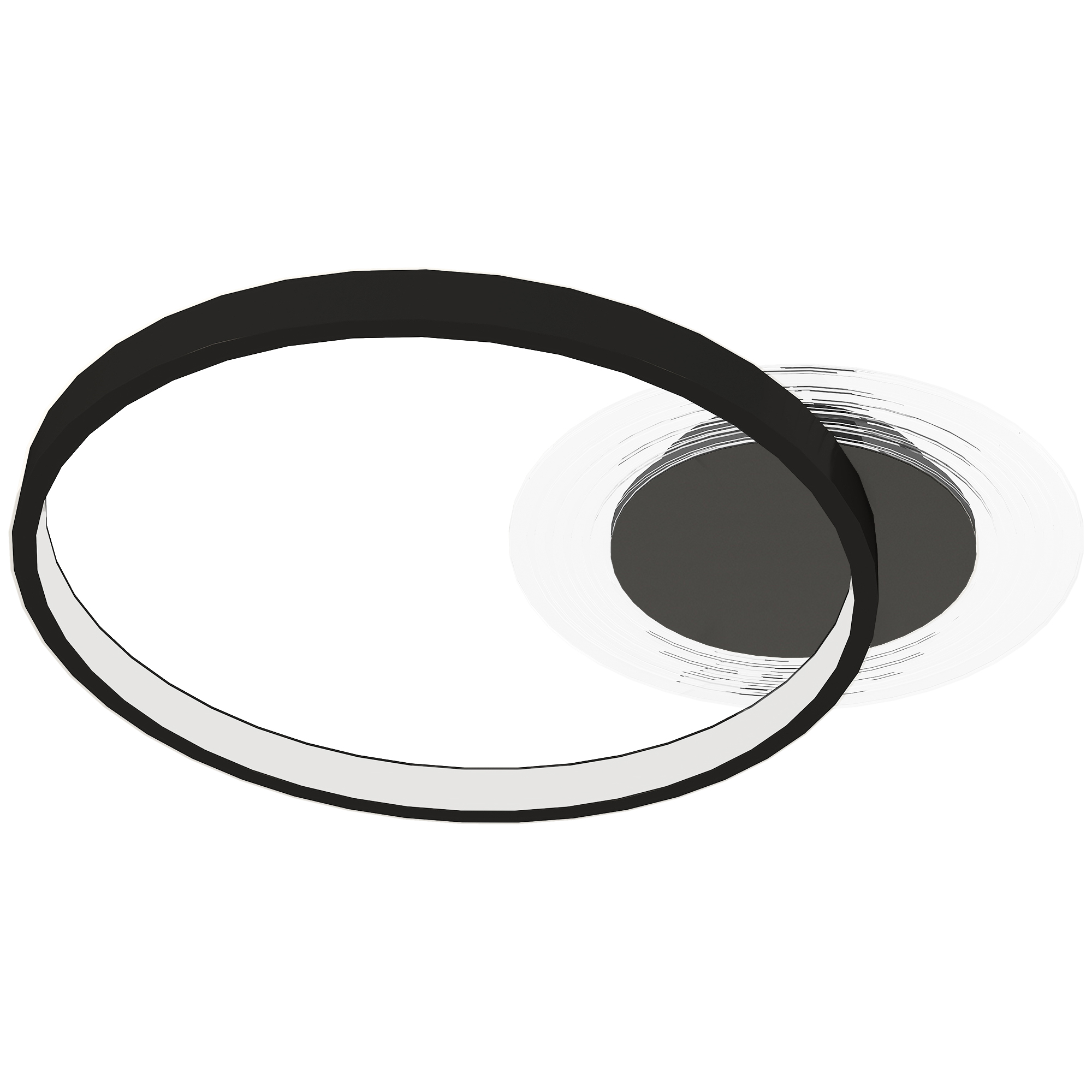 Lampă de tavan LED Modernă 40W cu 2 Inele, Negru