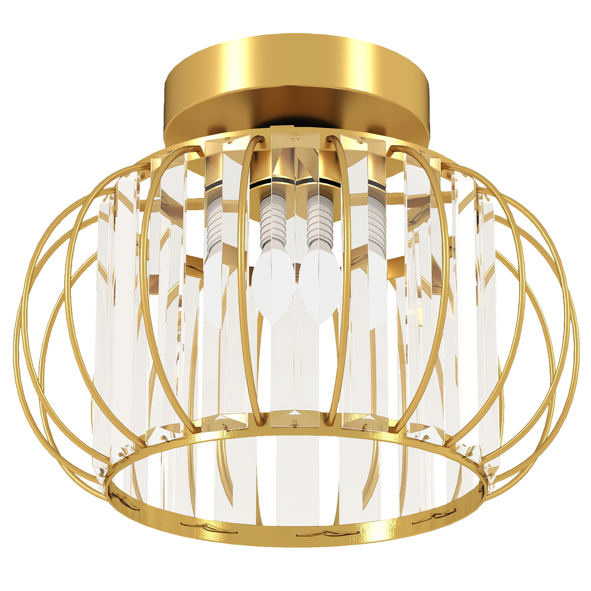 Plafonieră LED Modernă cu Cristale, Structură Auriu, Ø27x19 cm