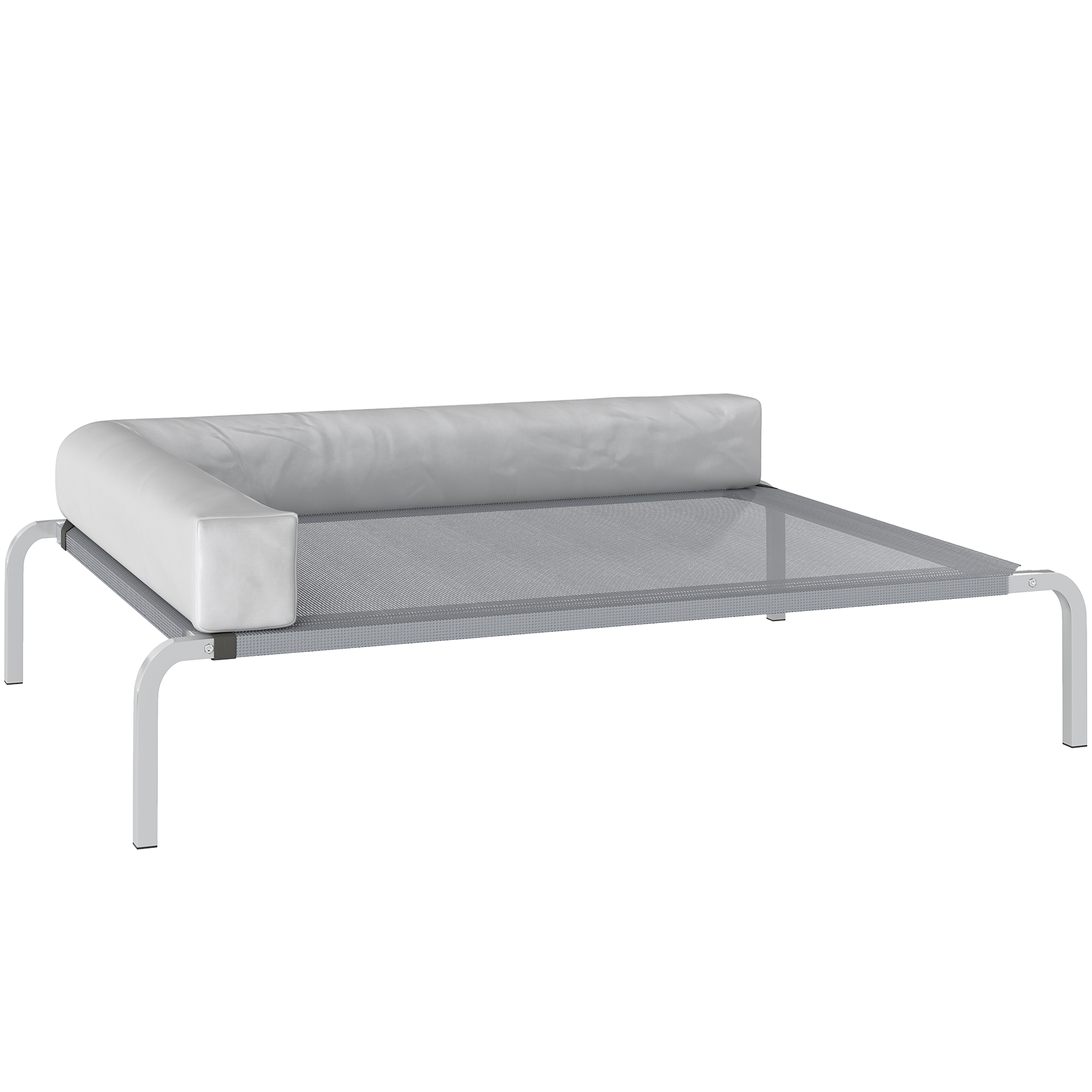 Pat Ridicat pentru Câini cu Pernă Detasabilă, Ventilat, Gri