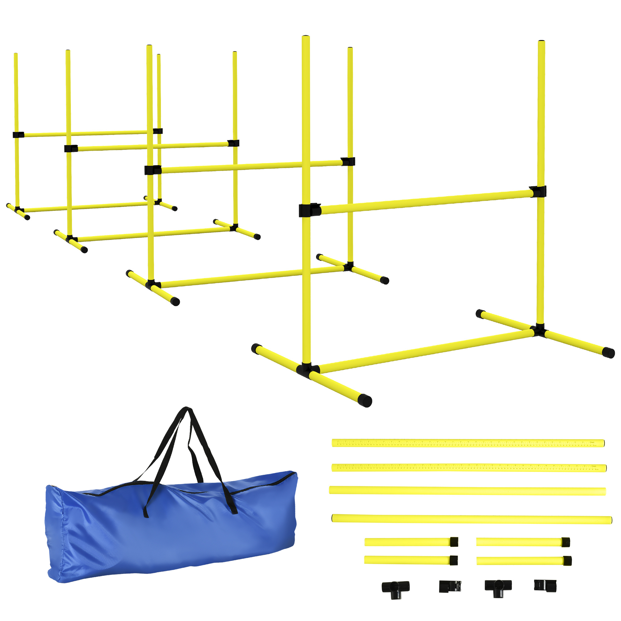 Set cu 4 obstacole reglabile pentru câini - 99x71x95 cm