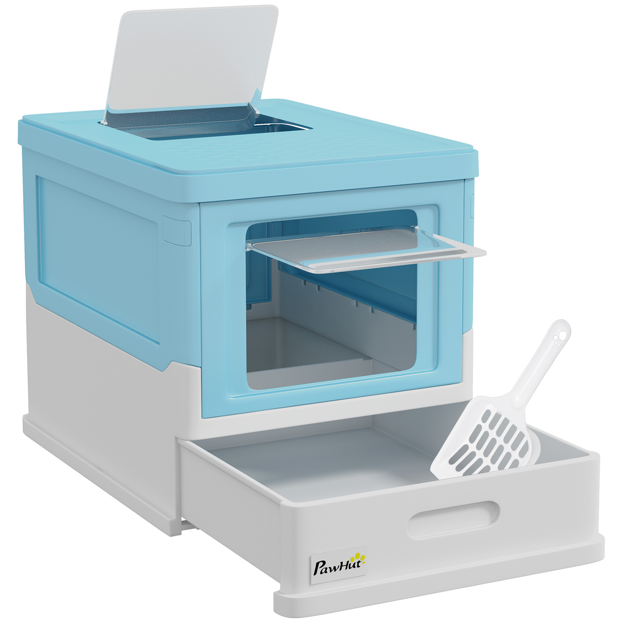 Litieră închisă pentru pisici cu lopățică și tavă detașabilă