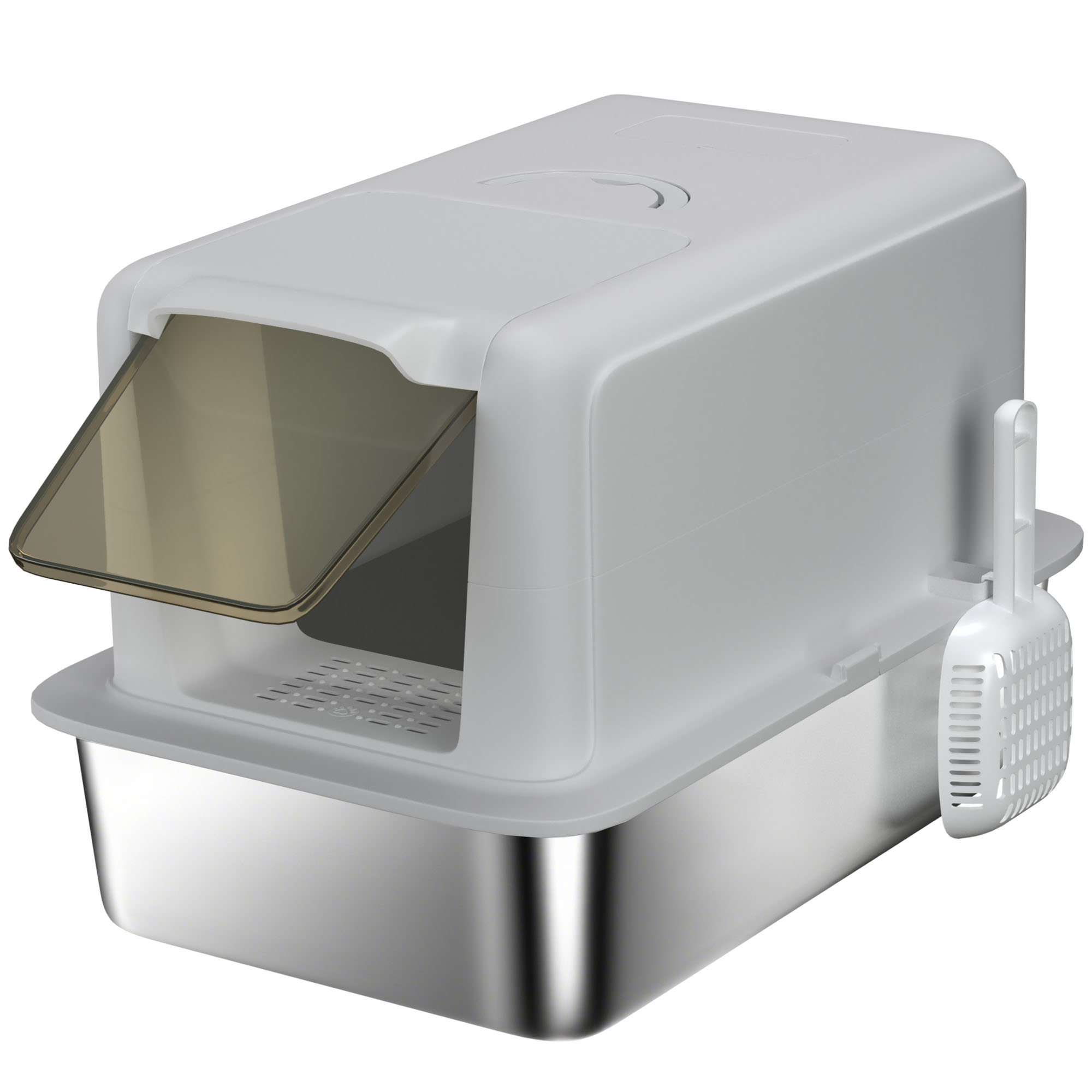 Litieră Închisă pentru Pisici cu Tavă din Oțel și Filtre