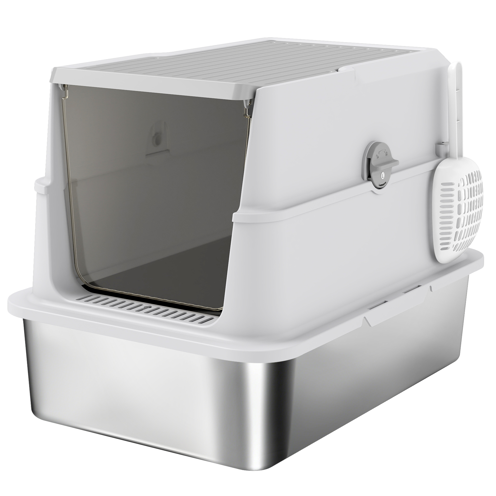 Litieră Extra Mare din Oțel Inoxidabil pentru Pisici