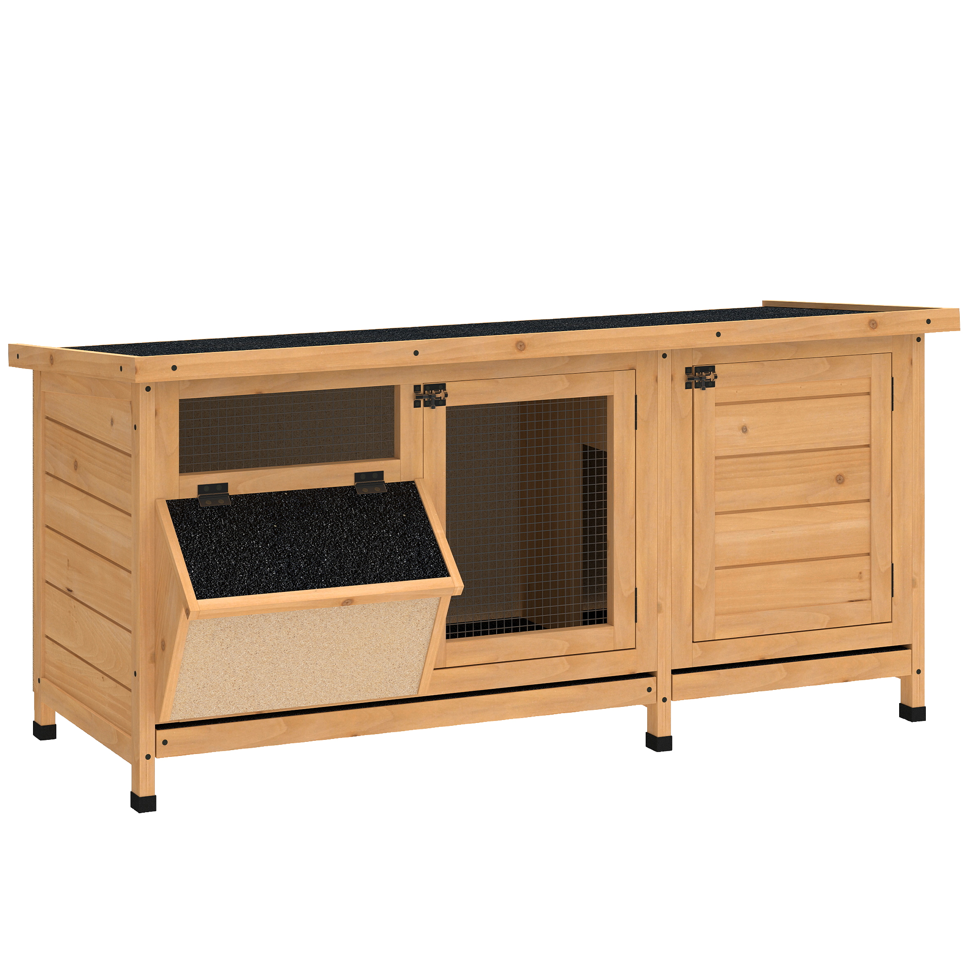 Cușcă din Lemn pentru Iepuri cu Acoperiș din Asfalt, Galben