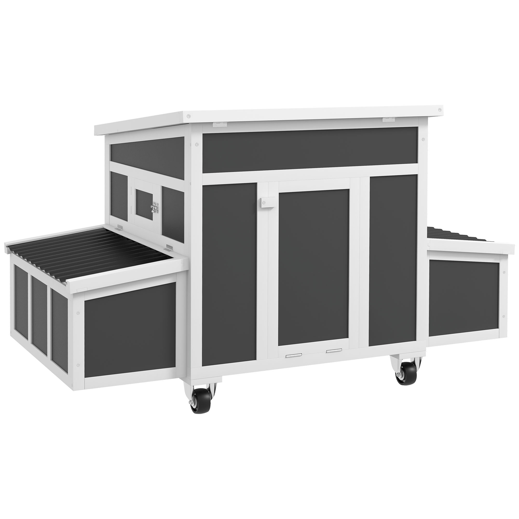 Adăpost din Lemn pentru Găini cu Cuib pentru Ouă, Gri Închis